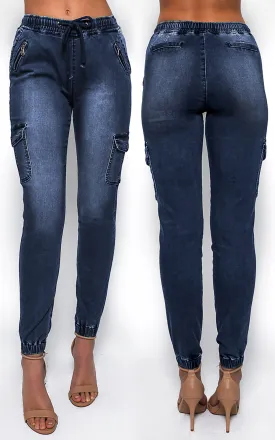 Dip It Low Cargo Jeans - Dark Blue