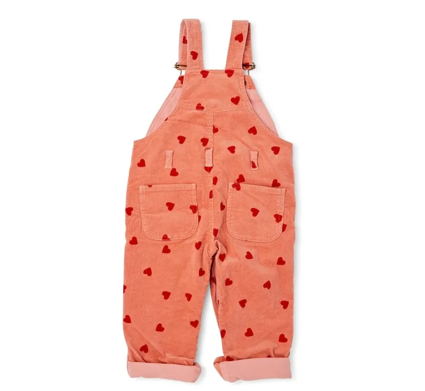 DOTTY DUNGAREES~ Heart print corduroy overalls