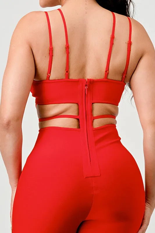 DOUBLE SPAGHETTI STRAP BODYCON JUMPSUIT