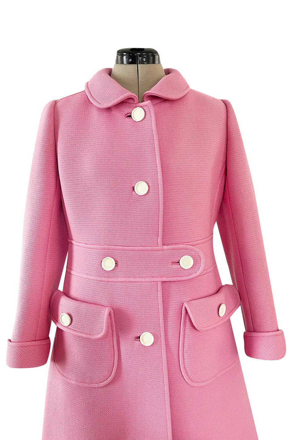 Exceptional Museum Held Fall 1969 Andre Courreges Couture Sculpted Pink Coat