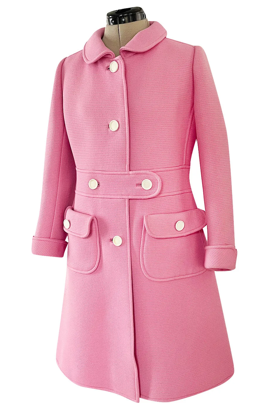 Exceptional Museum Held Fall 1969 Andre Courreges Couture Sculpted Pink Coat