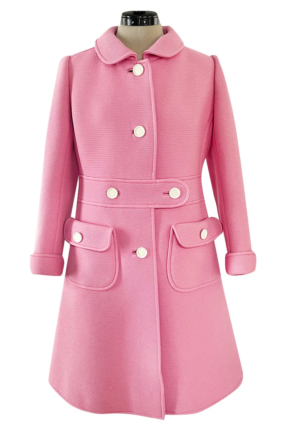 Exceptional Museum Held Fall 1969 Andre Courreges Couture Sculpted Pink Coat