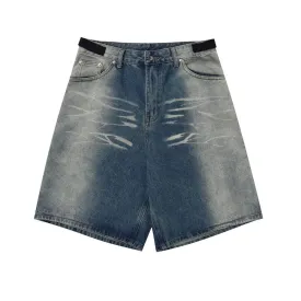 Fashion Inkjet Gradient Denim Shorts Men