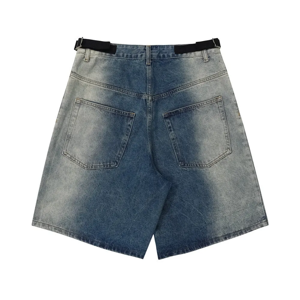 Fashion Inkjet Gradient Denim Shorts Men