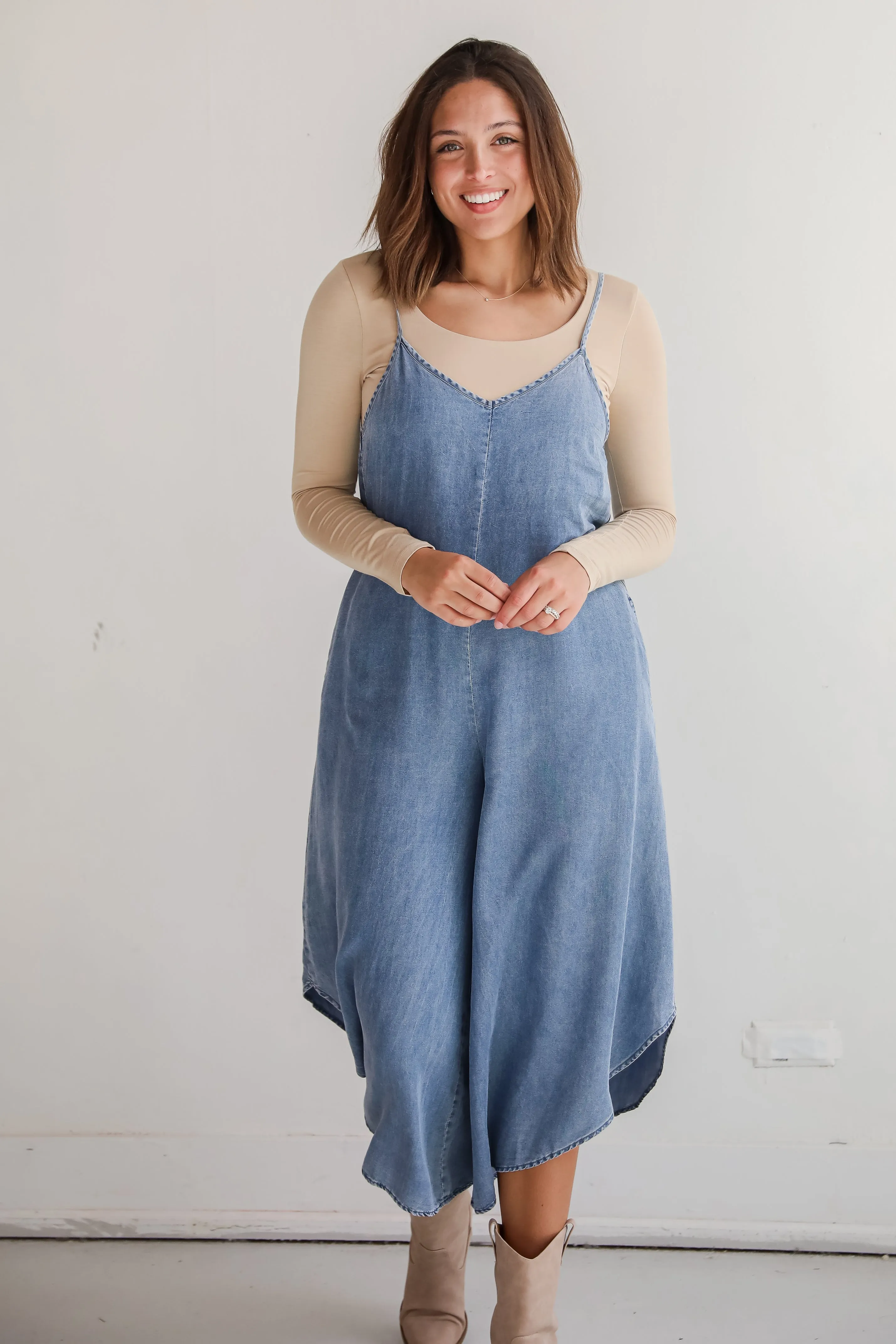 FINAL SALE - Seasoned Chicness Denim Wide Leg Jumpsuit