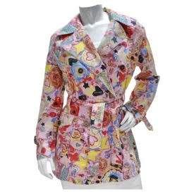 Fiorucci Y2K Multicolor Graphic Printed Trench Coat