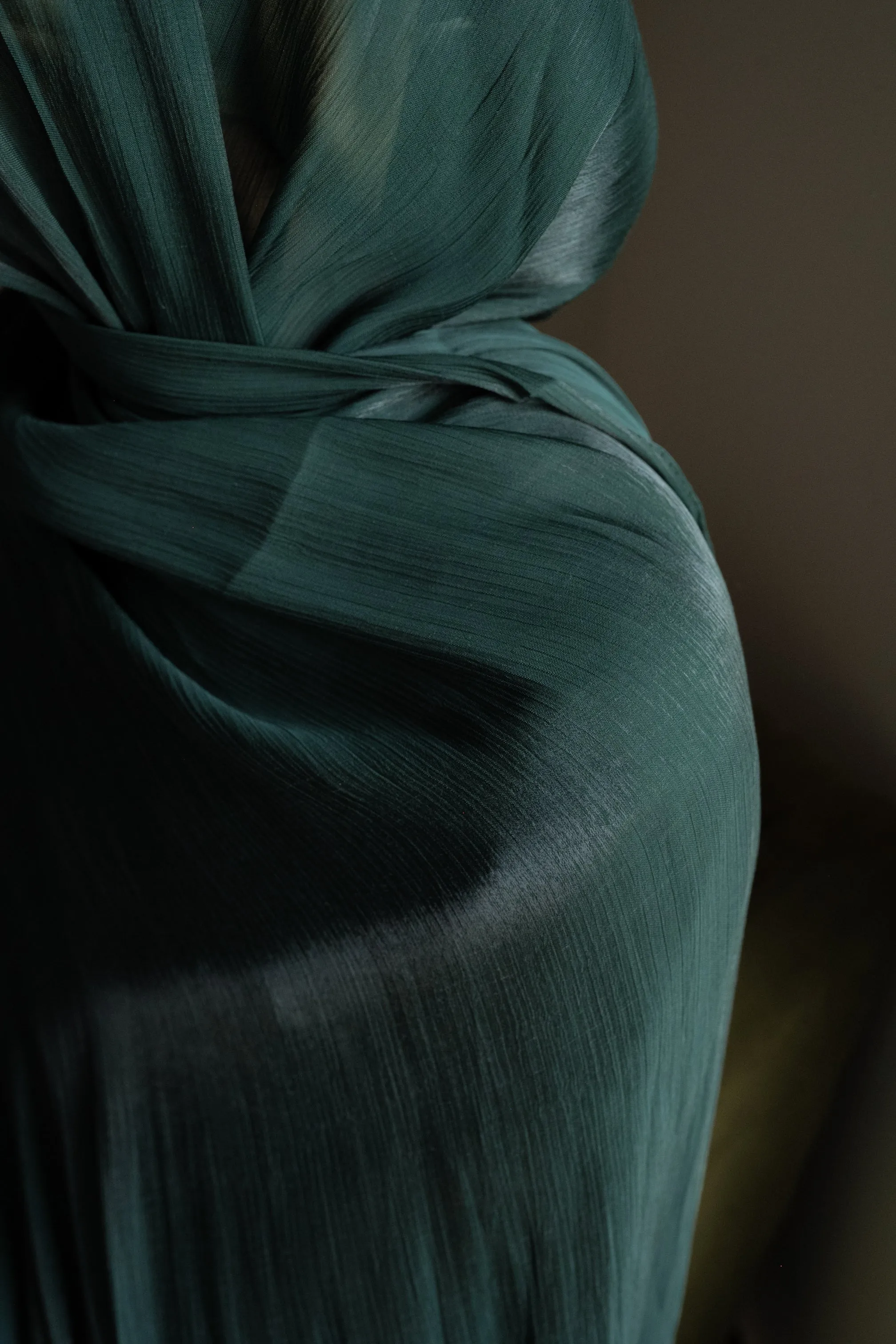 Forest Green Organza Silk Hijab