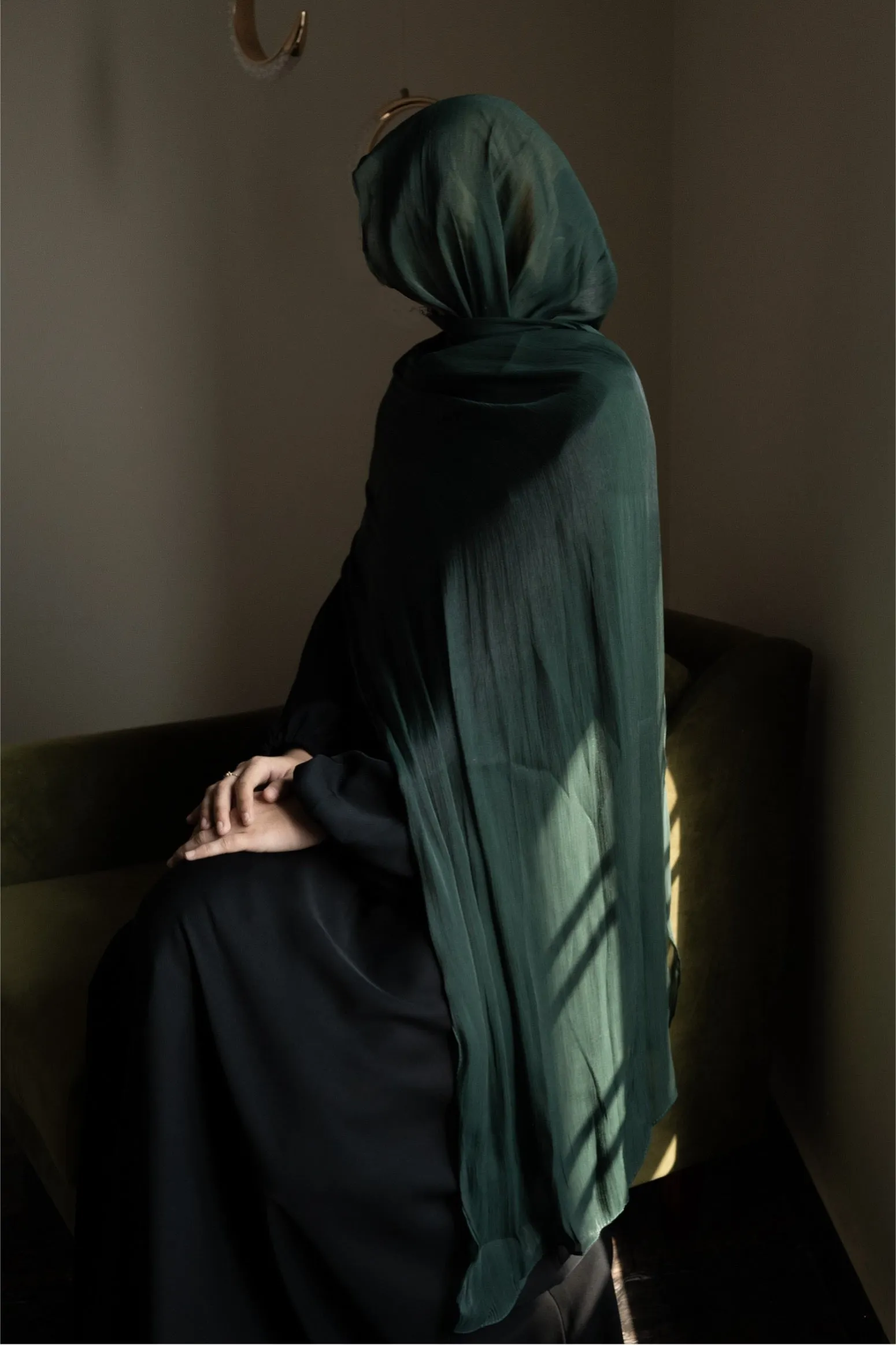 Forest Green Organza Silk Hijab