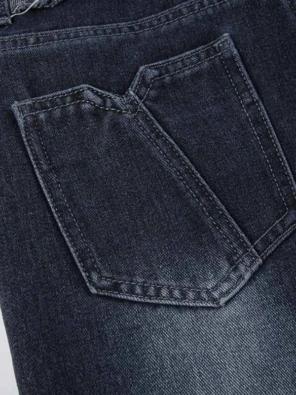 Frayed Trim Wash Gradient Jeans