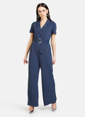 Front Overlap Detail Jumpsuit With Belt