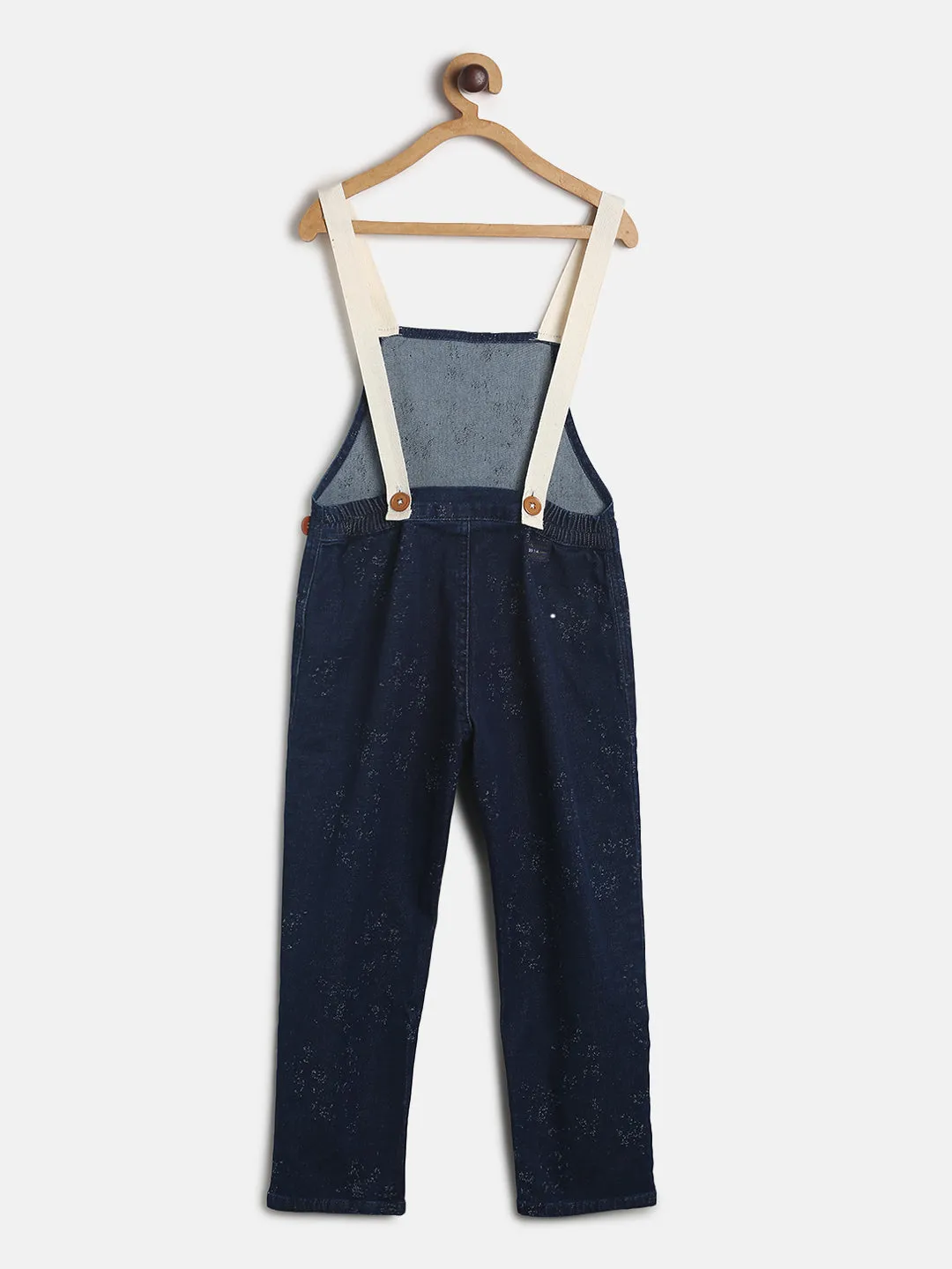 Girls Regular Fit Dark Blue Full Denim Dungaree