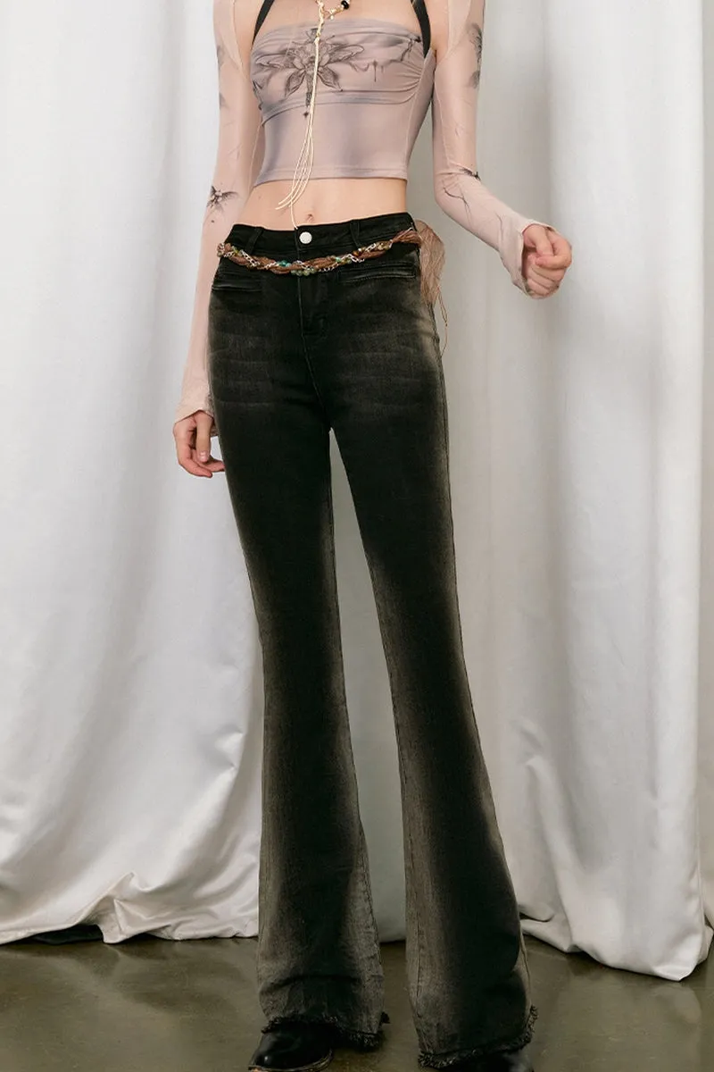 Gradient Washed Flare Jeans