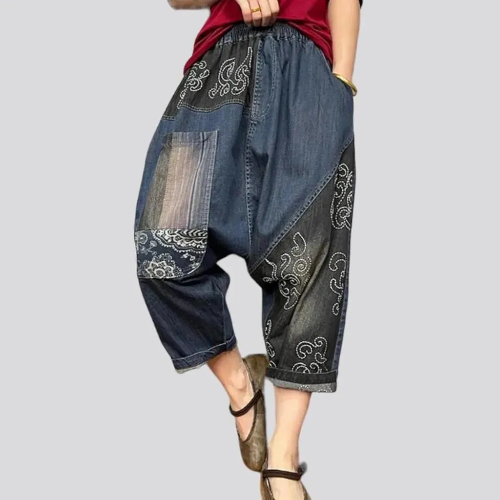 Harem baggy denim pants for ladies