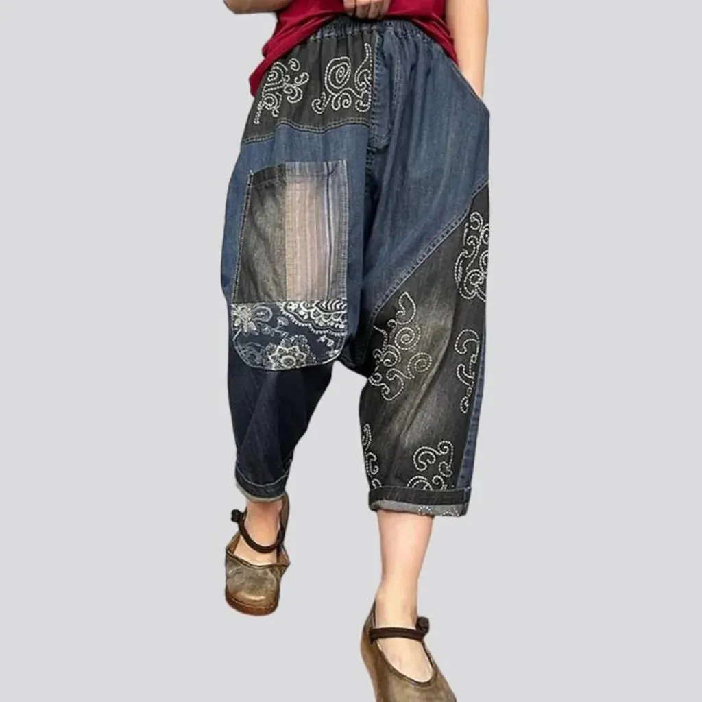 Harem baggy denim pants for ladies