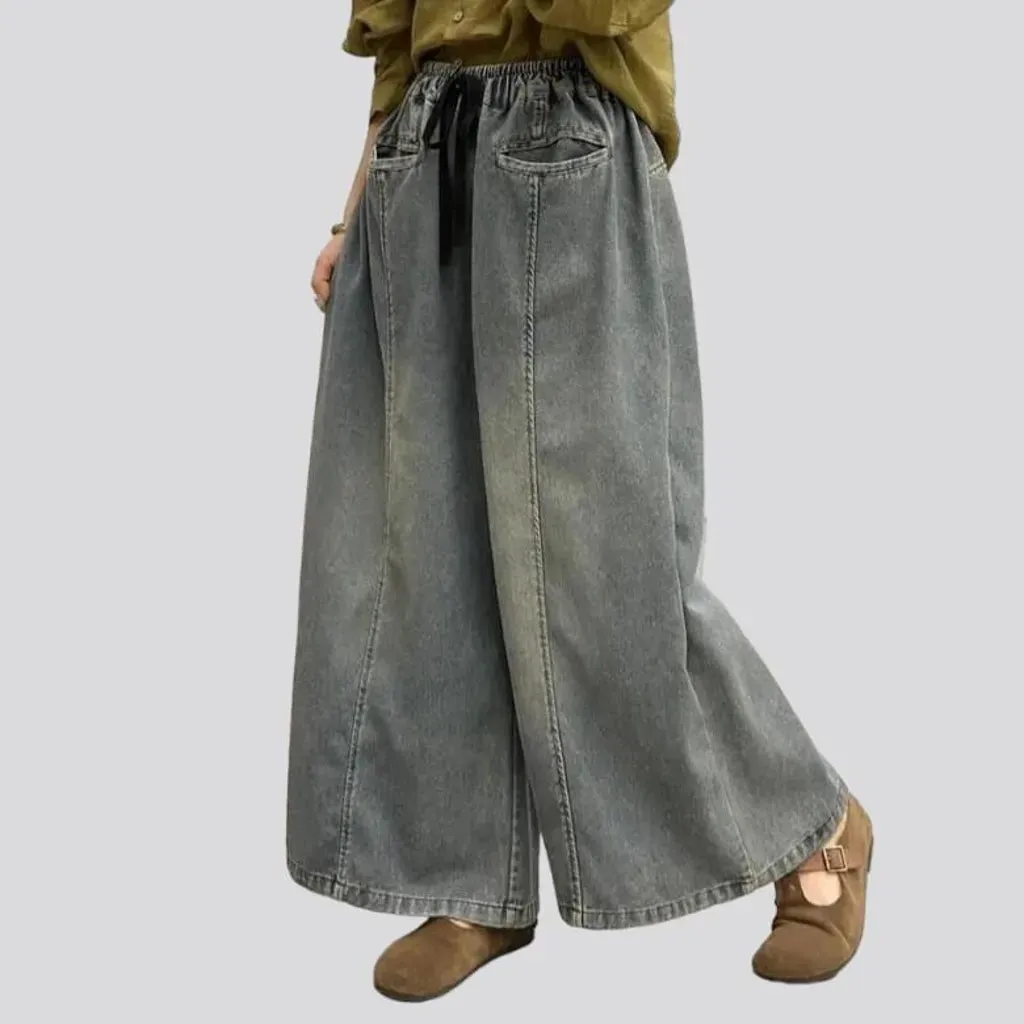 High-waist baggy denim pants