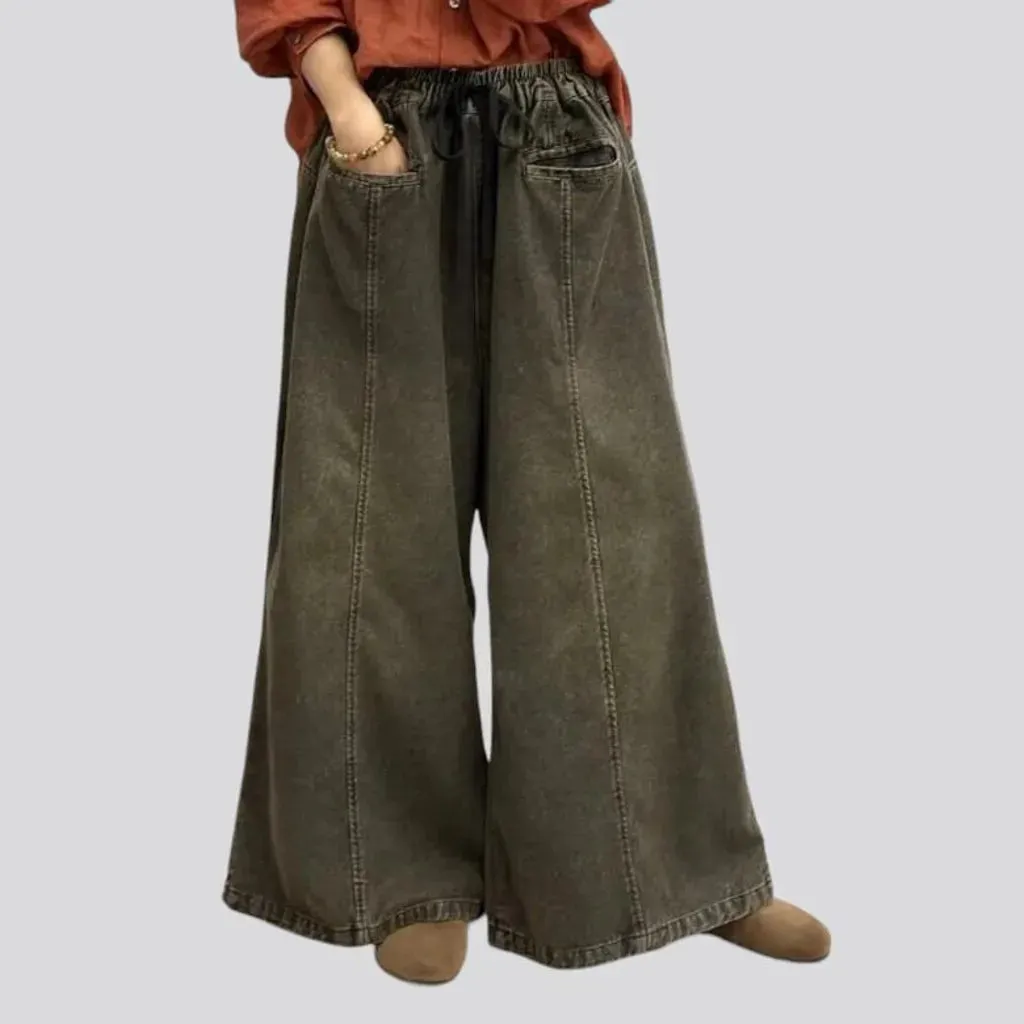 High-waist baggy denim pants