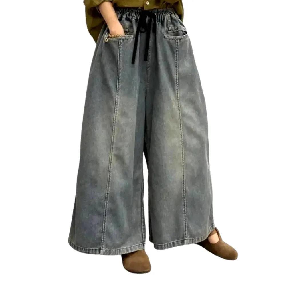 High-waist baggy denim pants