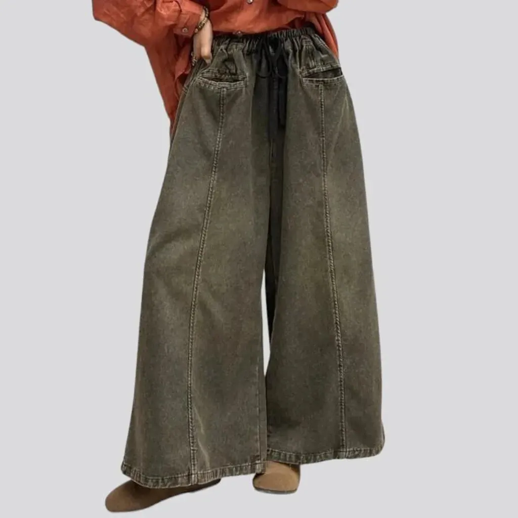 High-waist baggy denim pants