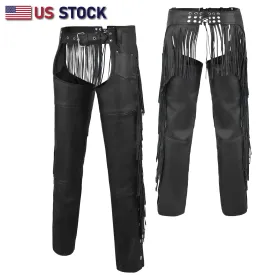 HL12800FRINGE Tassel Chap Fringe Chaps Motorcycle Riding Bikers Chap Black