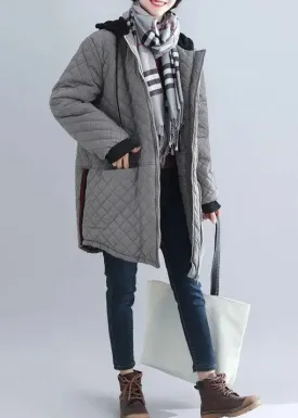 Hooded Pockets Patchwork Coat