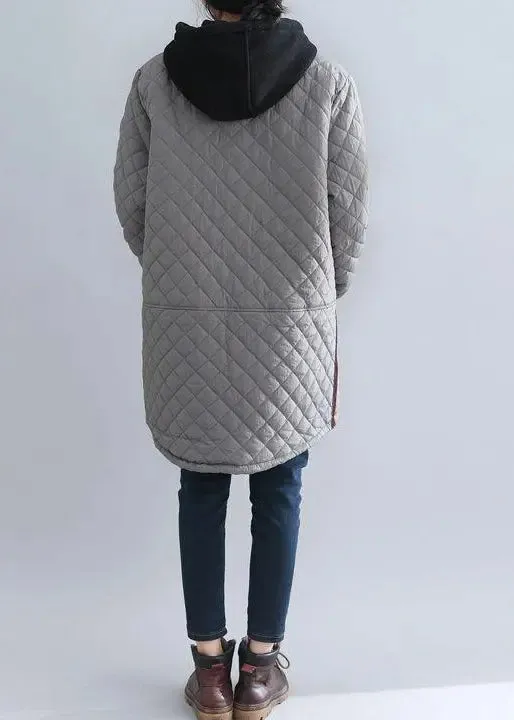 Hooded Pockets Patchwork Coat