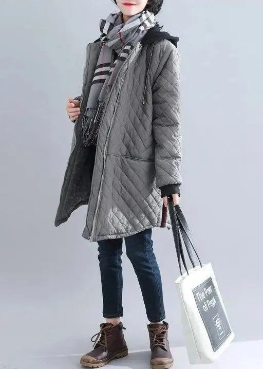 Hooded Pockets Patchwork Coat