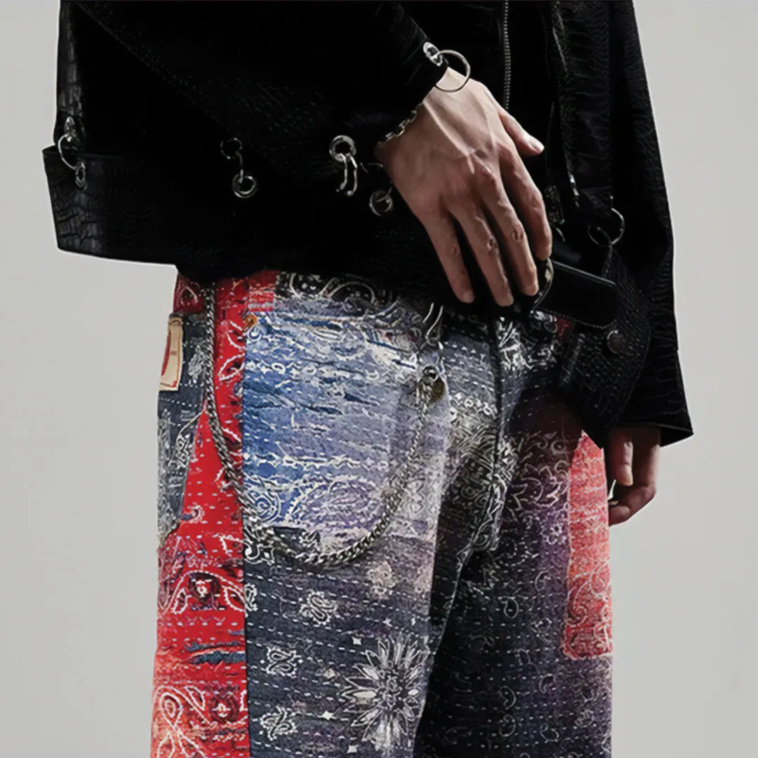 Indigo Distressed Paisley Jeans