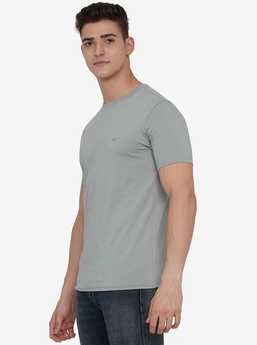 Iron Grey Solid Slim Fit T-Shirt | JadeBlue