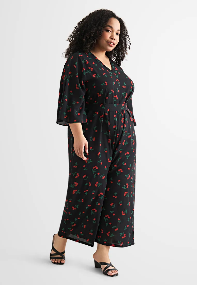 Janice Tie Waist Printed Jumpsuit