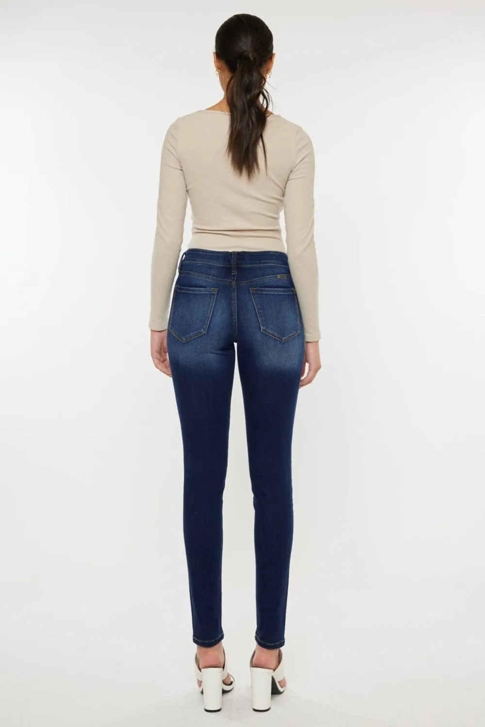 Kancan Mid Rise Gradient Washed Blue Denim Skinny Jeans