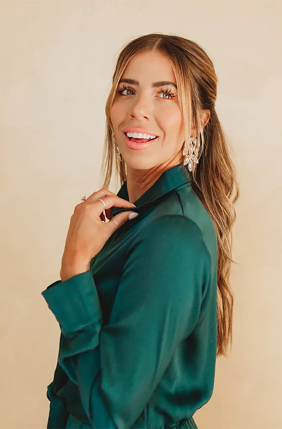 Kelsey Emerald Green Satin Jumpsuit - FINAL SALE