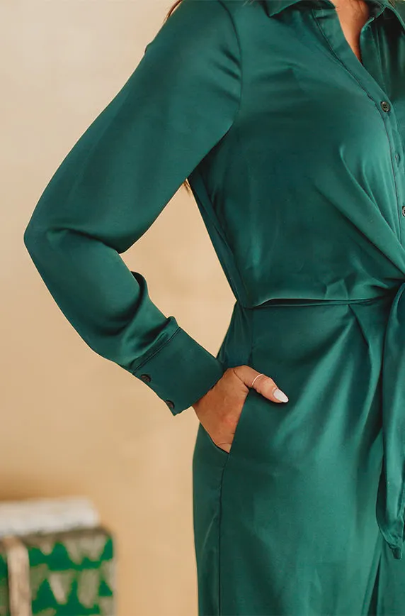 Kelsey Emerald Green Satin Jumpsuit - FINAL SALE