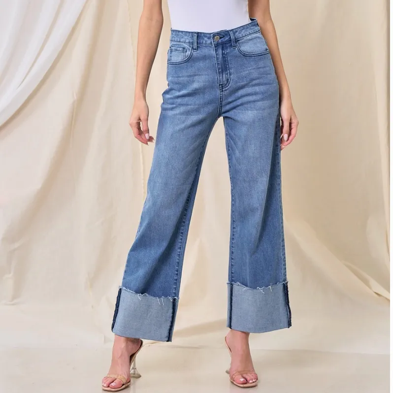 Kenny Straight Leg Boyfriend Cuffed Jeans