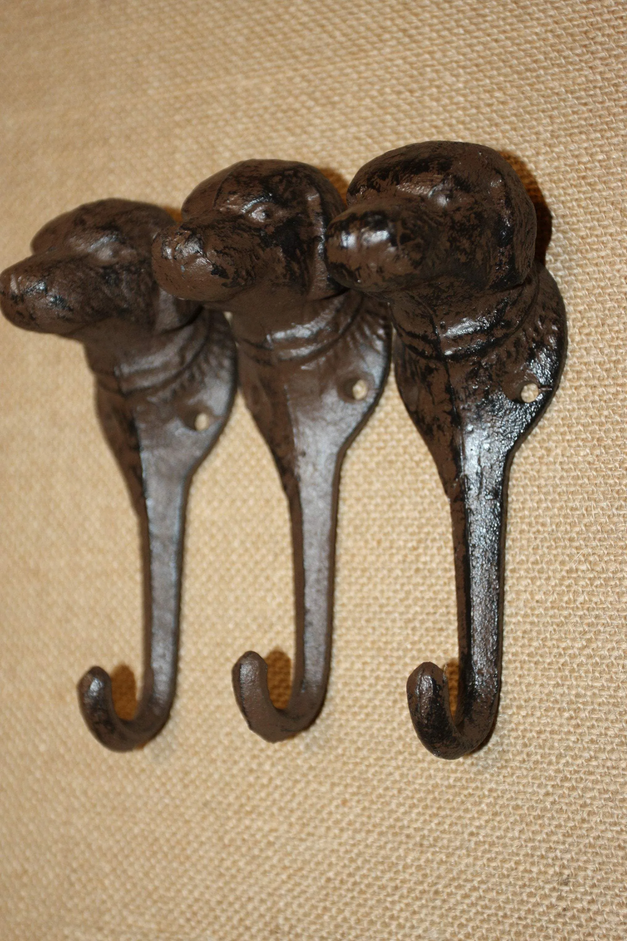 Labrador Retriever Coat Hooks, Rustic Cast Iron 5 1/2&quot; high, Volume Priced ~ H-07