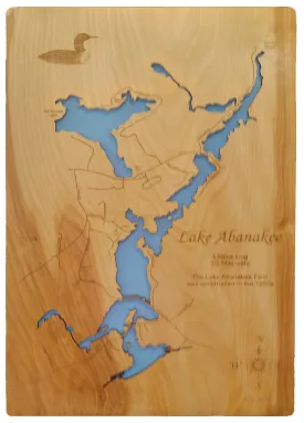 Lake Abanakee, New York - Laser Cut Wood Map