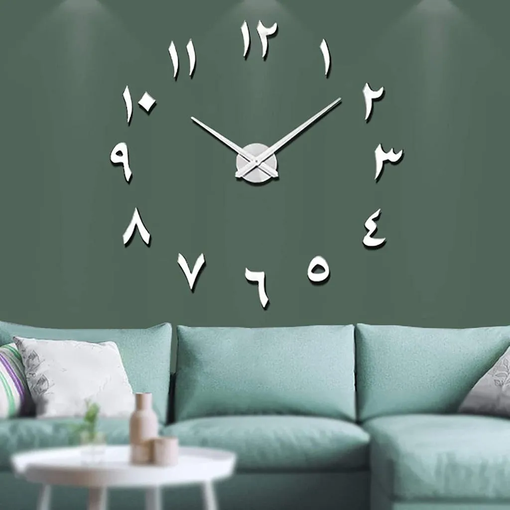 Large DIY Wall Clock Modern 3D Wall Clock With Arabic Number