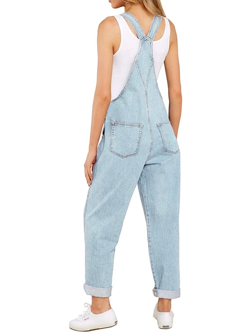 Light blue denim stretch jumper overall