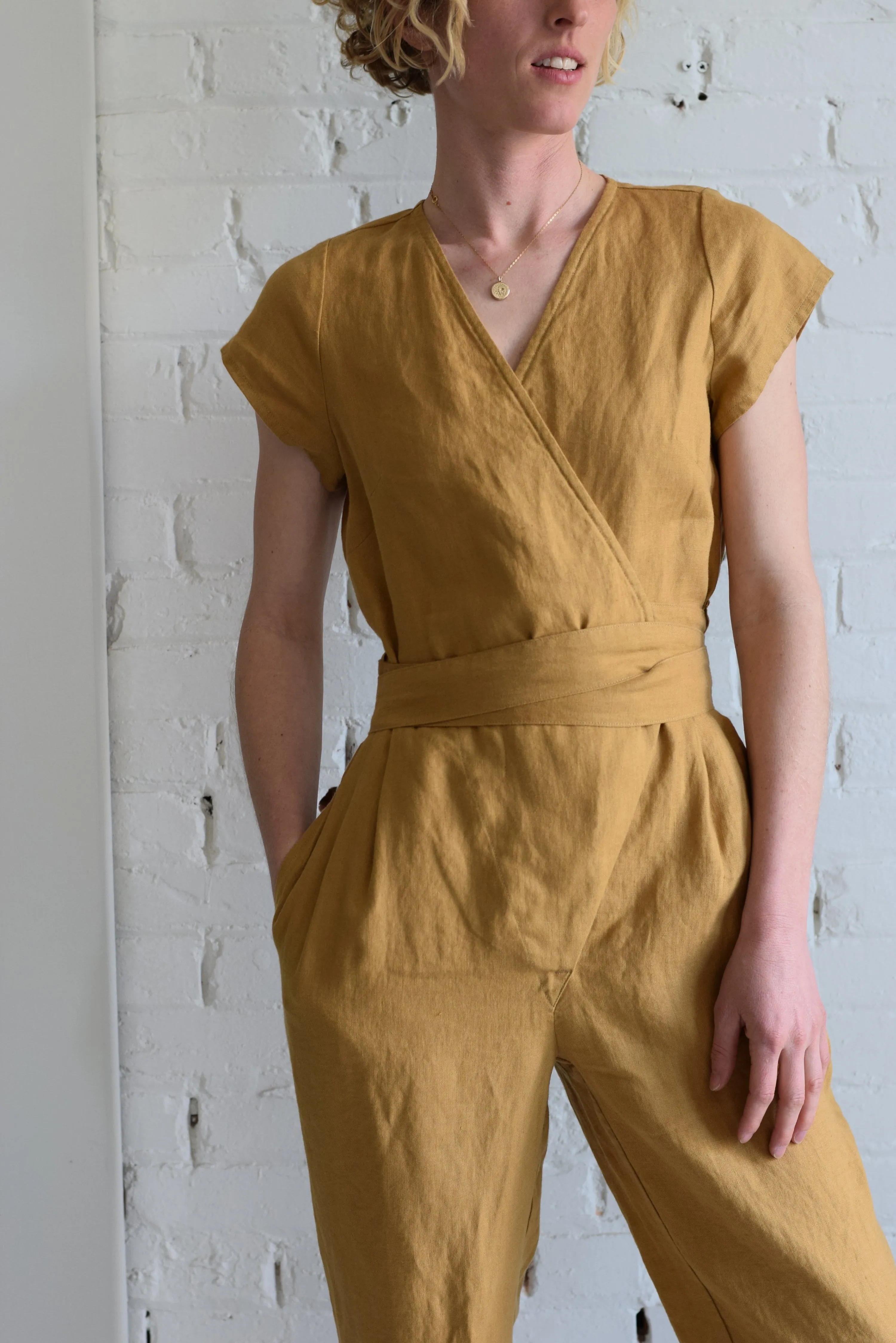 Linen Wrap Jumpsuit | Amber