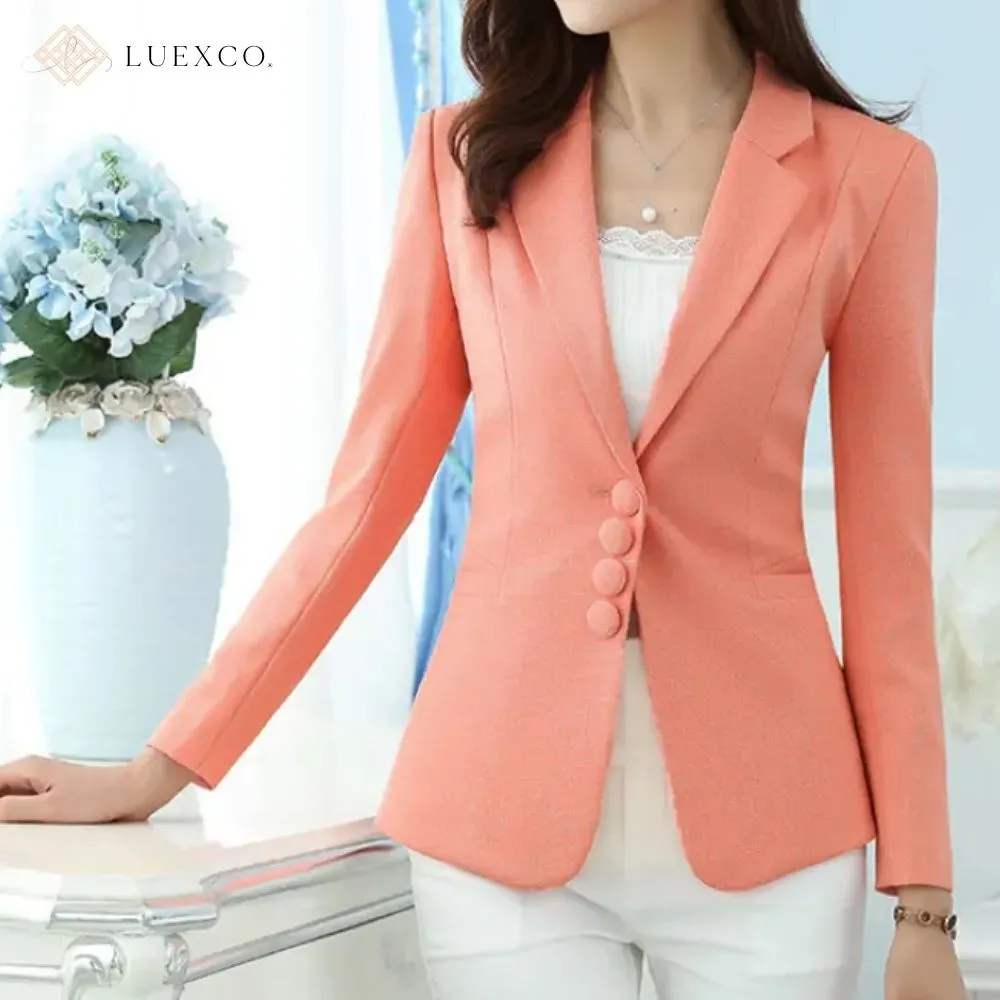 Luexco Women's Blazer Single Breasted Slim Fit Business Coat