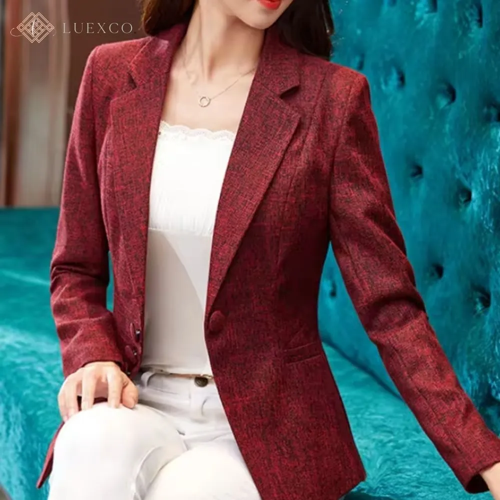 Luexco Women's Blazer Single Breasted Slim Fit Business Coat