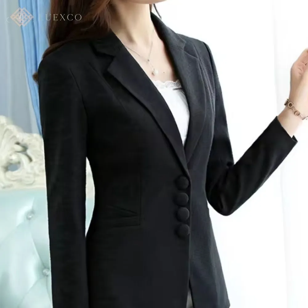 Luexco Women's Blazer Single Breasted Slim Fit Business Coat