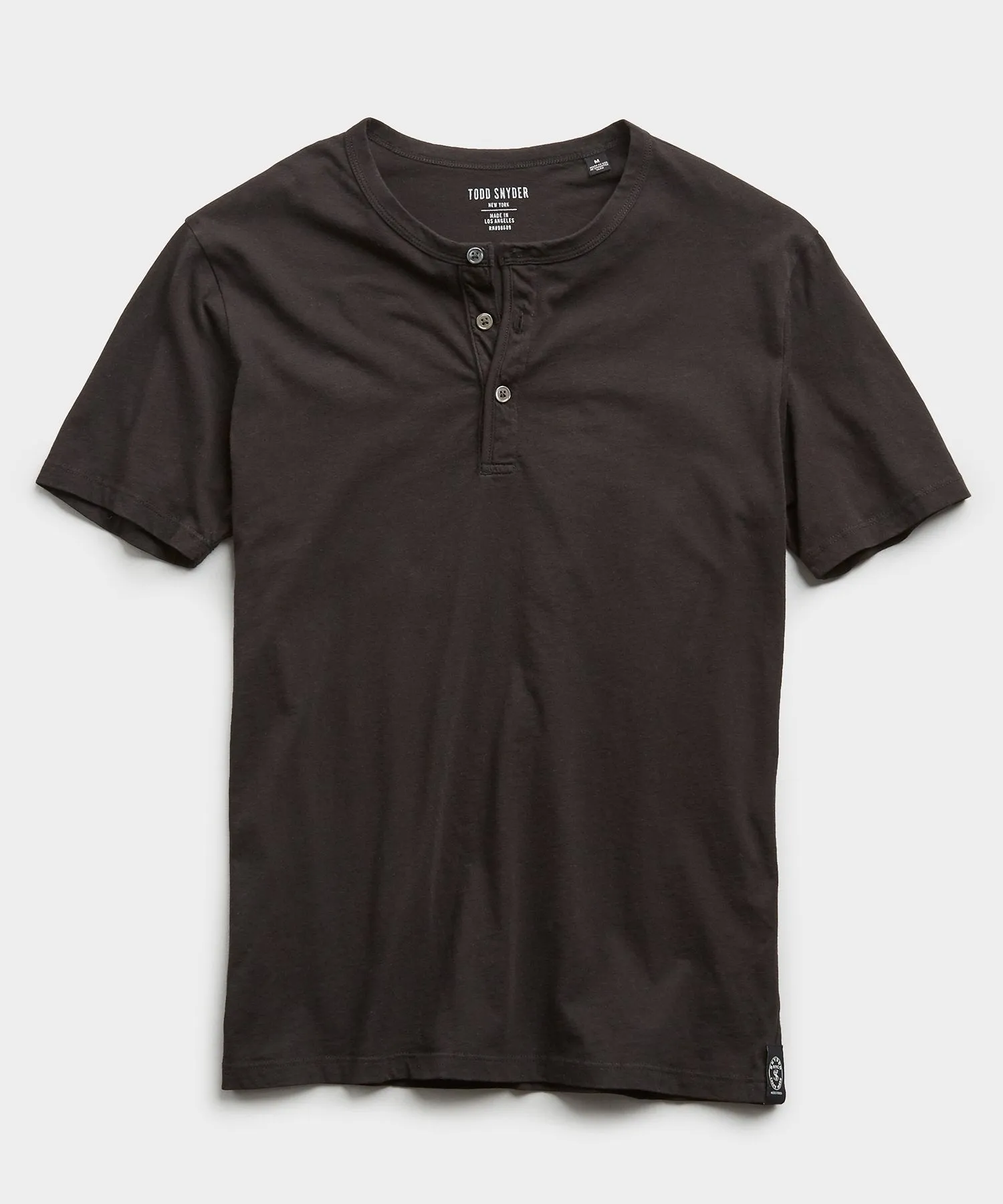 Made in L.A. Short Sleeve Jersey Henley in Black