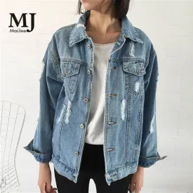 MaiJee Casual Veste Femme Manche Longue Chaqueta Mujer Spring Denim Jacket Women Casaco Feminino Veste Jeans Femme Streetwear