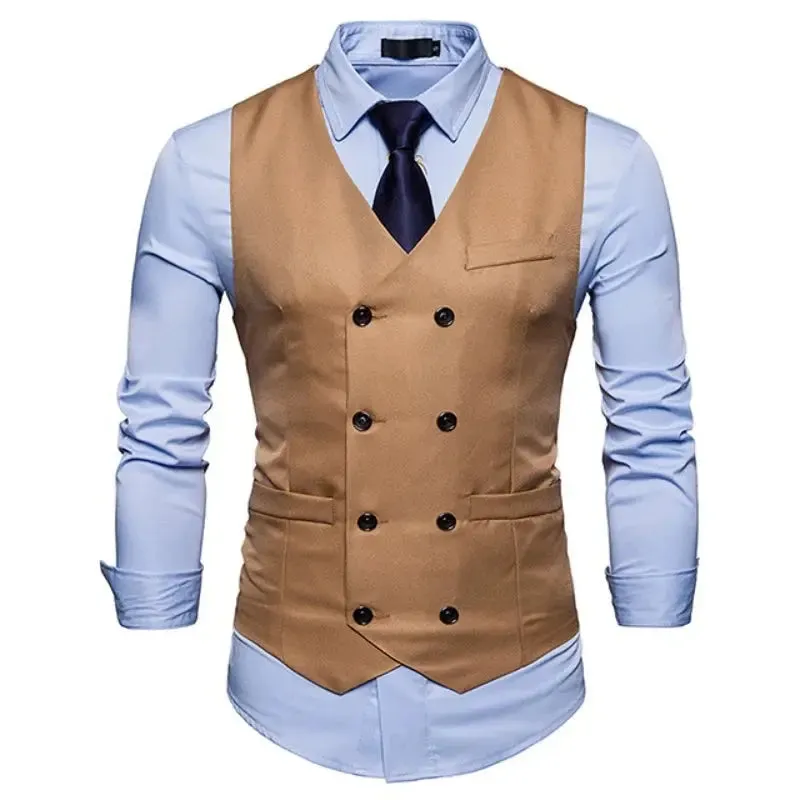 Men's Double-Breasted Vest - Gentleman Formal Casual Dress Coat - Path Of Praise