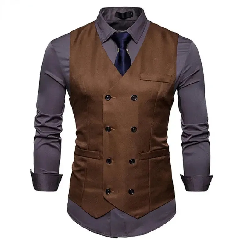 Men's Double-Breasted Vest - Gentleman Formal Casual Dress Coat - Path Of Praise