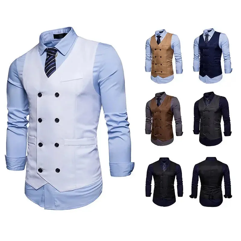 Men's Double-Breasted Vest - Gentleman Formal Casual Dress Coat - Path Of Praise