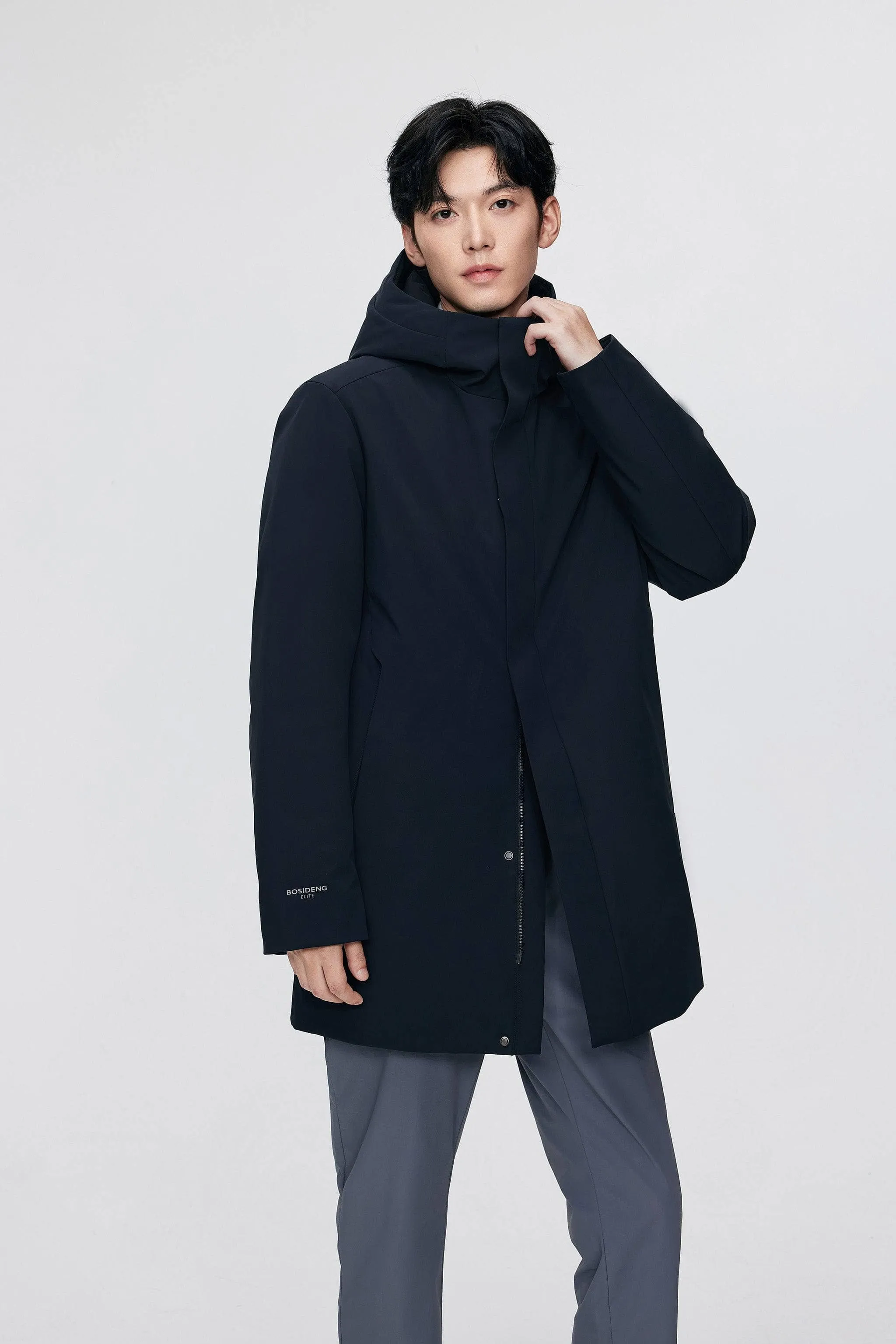 Men’s mid-length goose down coat