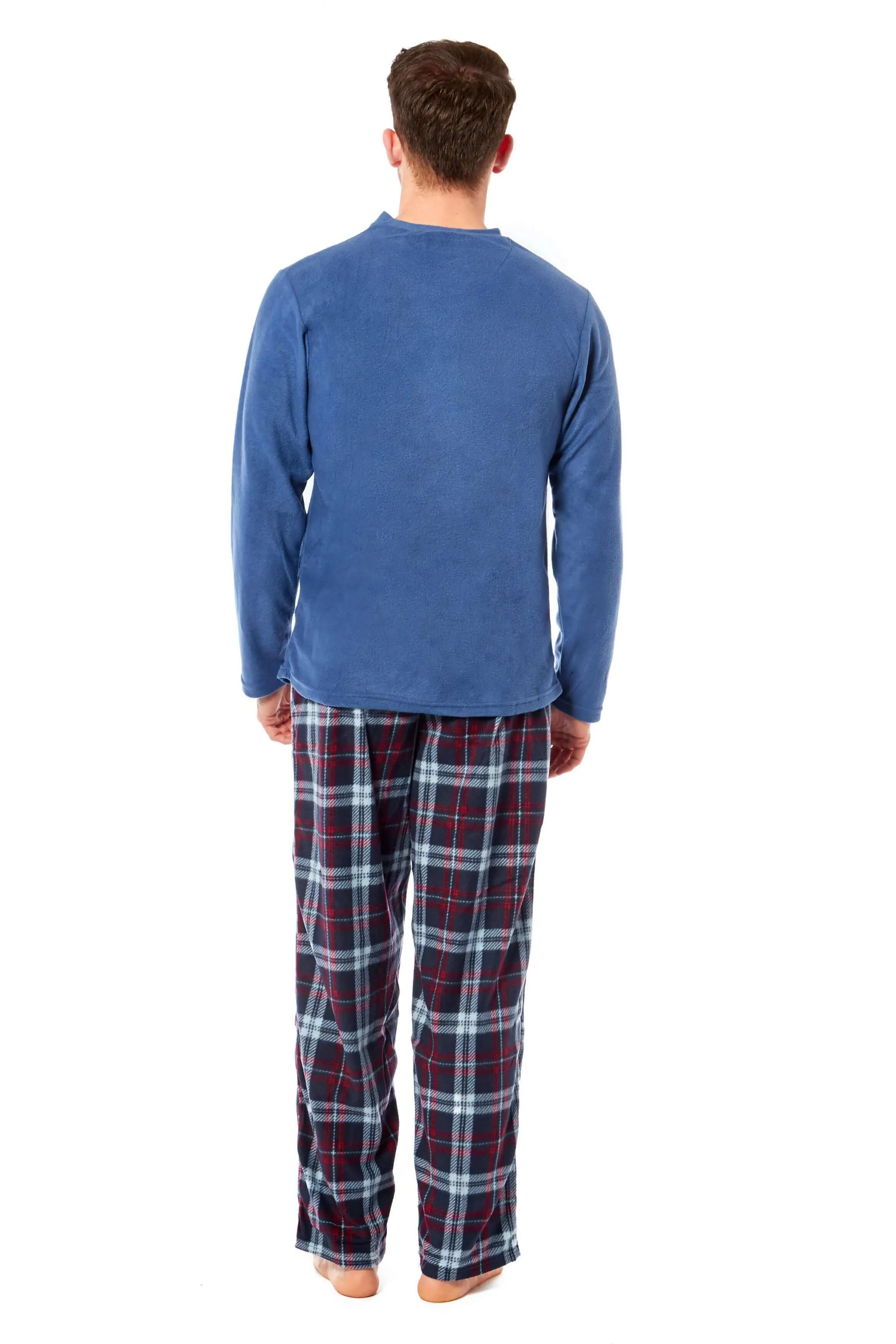 Men's Thermal Fleece Pyjama Set with Stylish Check Pants Soft Warm Loungewear PJs for Winter Perfect for Sleeping and Lounging in Various Sizes by Daisy Dreamer