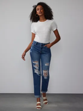 Mid Rise Distressed Jeans