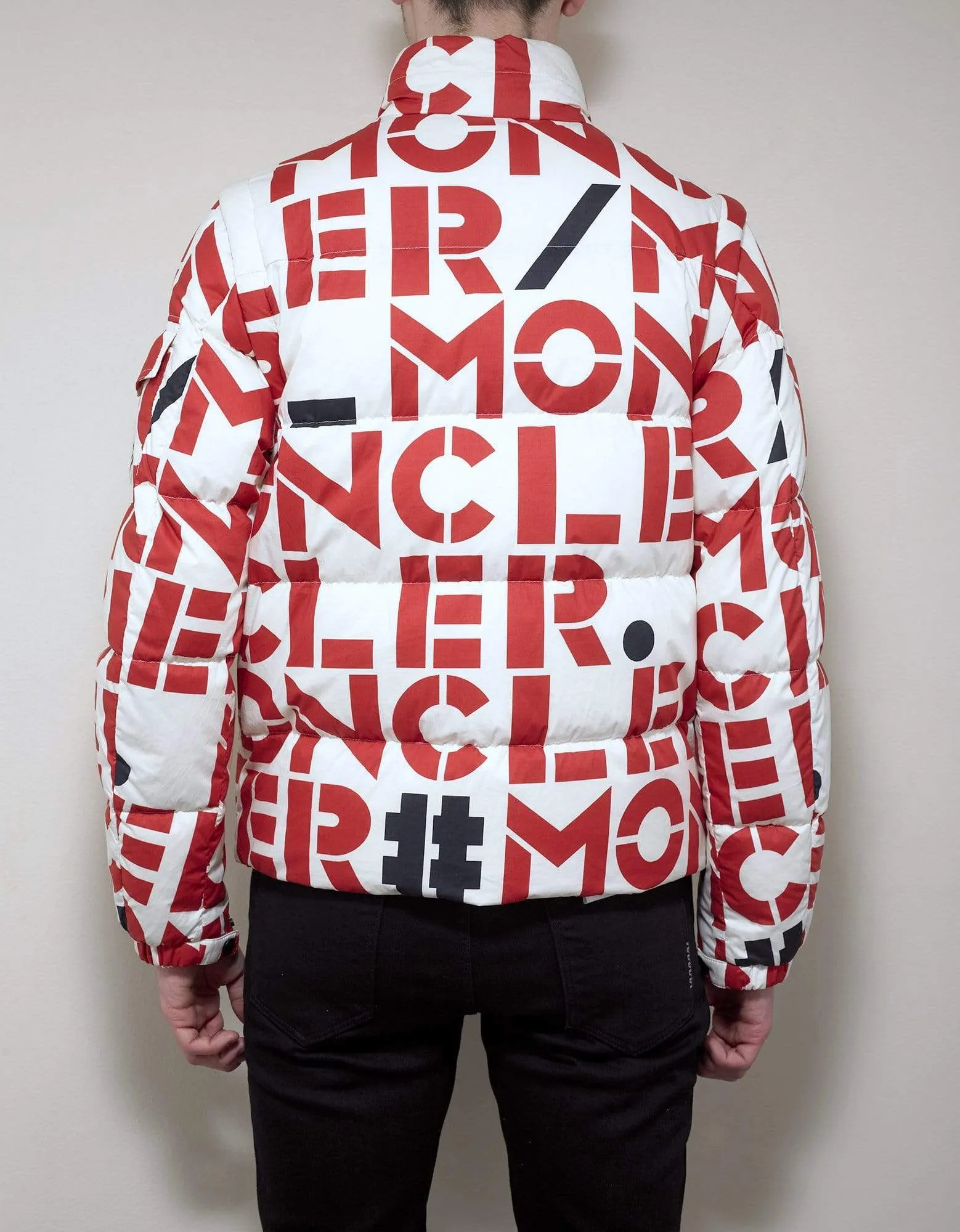 Moncler Jehan All-Over Logo Print Nylon Down Jacket